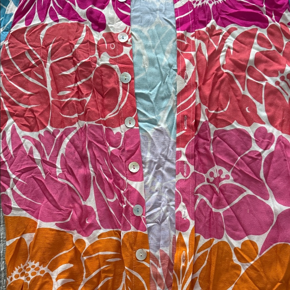 Farm Rio Colorful Floral Button-Up Shirt - Picture 3 of 4